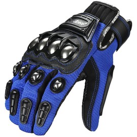 ILM Alloy Steel Bicycle Motorcycle Motorbike Powersports Racing Gloves Touchscreen (L, Blue) Model 10C