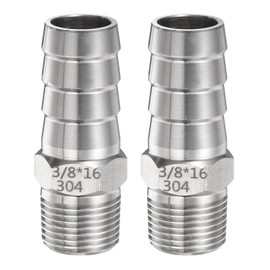 sourcing map 2pcs Stainless Steel Hose Barb Fitting 0.6" (16mm) Barbed x g 3/8" Male Pipe Fitting Air Hose Barb Fittings Coupler Thread Connector Adapter for Water Fuel