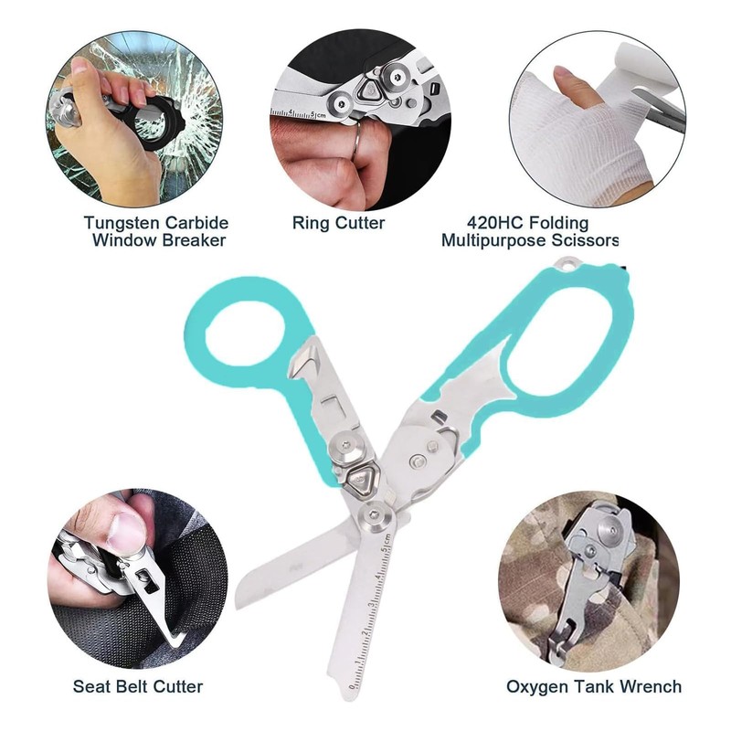 Rescue Scissors, Trauma Scissors, 6-in-1 Foldable Trauma Scissors, Emergency Scissors,