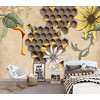 Cliouar-Bees Collecting Honey, Sunflower Wall Mural wallpaper-137 x 100"
