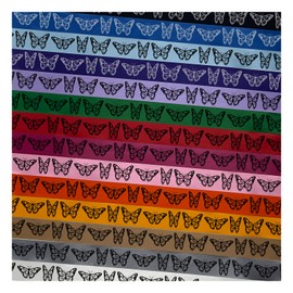 Flying Monarch Butterflies Flapping Wings Insect Satin Ribbon for Bows Gift Wrapping DIY Craft Projects - 3 Yards - Light Blue Ribbon/Black Printing - 1 Inch Width