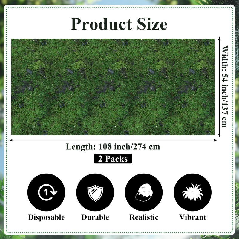 Kochorie 2 Pieces Green Moss Pattern Plastic Tablecloth 108 x