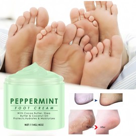 114g Peppermint Foot Cream,Athletes Foot Cream & Cracked Heel Relief,Deep Moisturising Fo/ot Cre/am,Cooling Callus Remover for Dry Skin,Gentle Formula for All Skin,Anti-Cracking Fo/ot Moisturiser