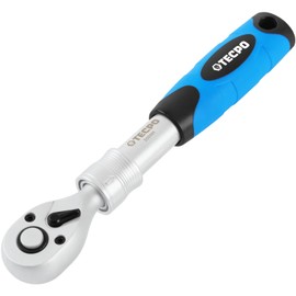 TECPO Extendable reversible ratchet, 3/8 inch, 215-315 mm, telescopic ratchet with 6-stage lock, 72 teeth, quick release function, non-slip 2K handle, high torque, ratchet made of chrome vanadium