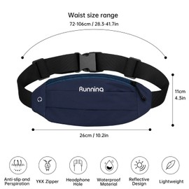 Long Keeper Slim Bumbag Running Belt Bag - Reflective Waterproof Waist Bag for Women Men Sport Running Belt Phone Holder Fanny Pack for Travel Hiking Workout