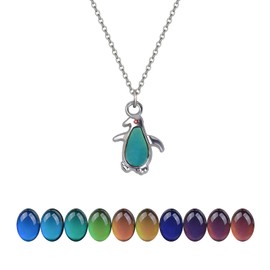 AINILOVE Ocean Color Changing Temperature Sensing Mood Jewelry for Women Sea Animal Lover Gifts (Penguin Necklace)