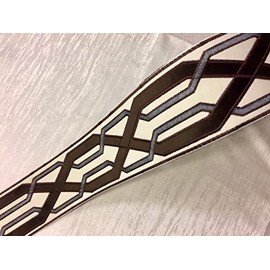 Cream, Brown & Wine 3.75 Inch Woven Suede Embroidery Trim Tape H-17956 / Drapery/Upholstery/Pillows/Curtains/Interior Design