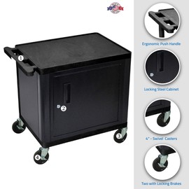 Luxor LP26C-B 26"H AV Cart - Two Shelves Cabinet