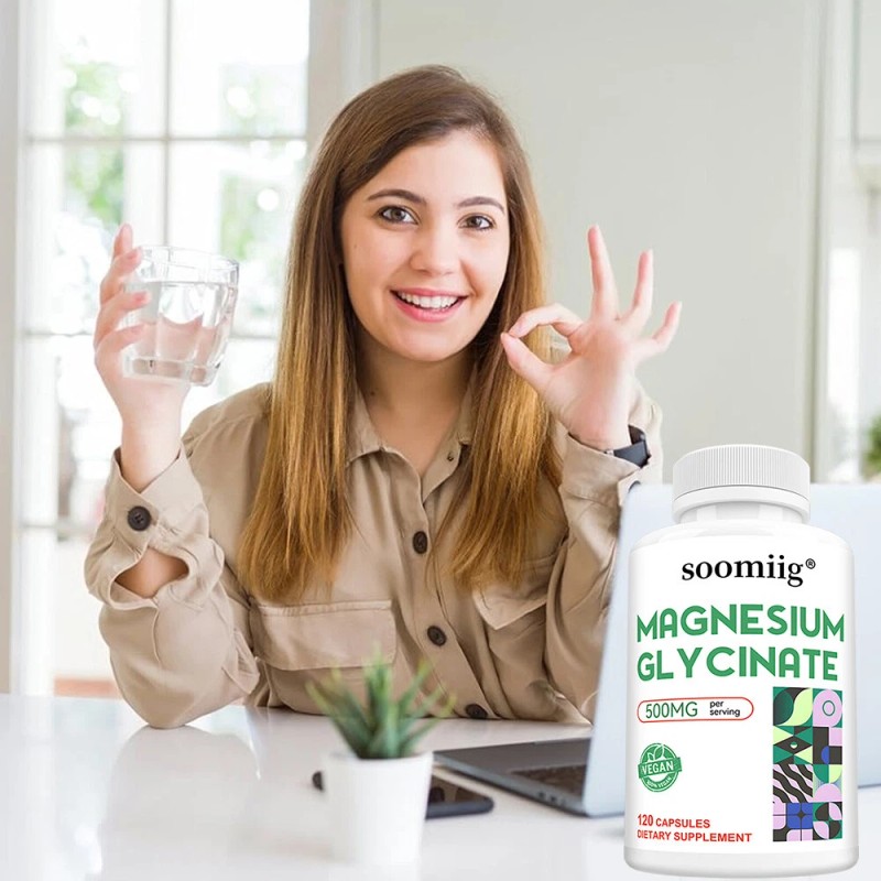 SOOMIIG Magnesium Glycinate 120 Capsules - Improves mood and sleep,