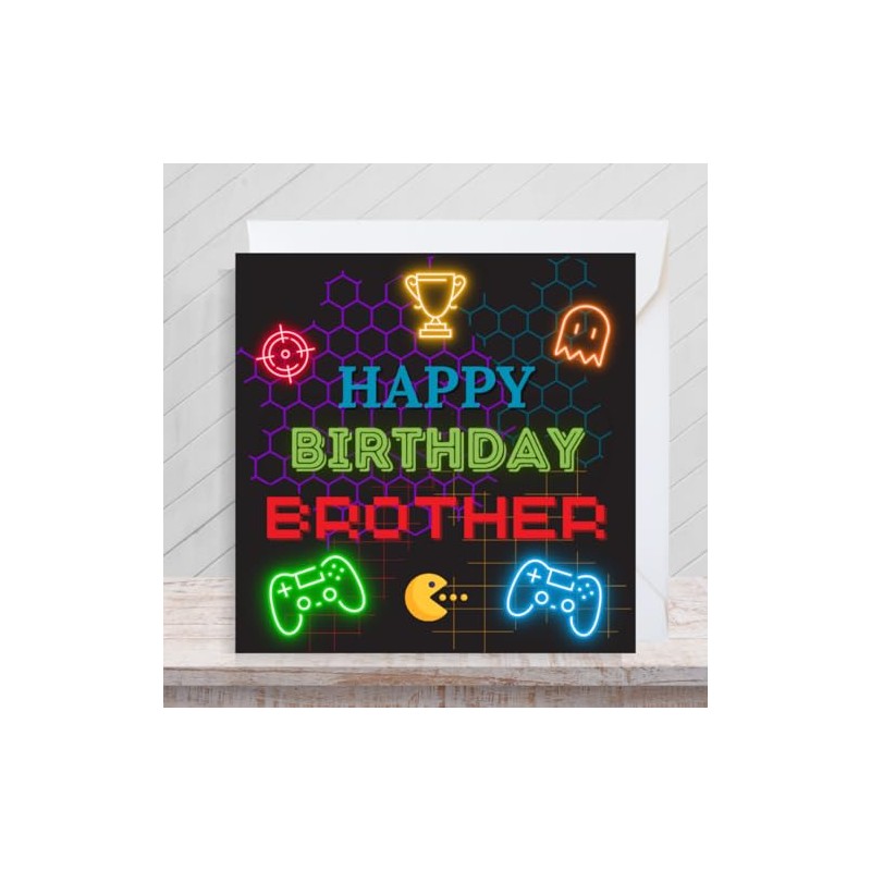 Second Ave Gaming Gamer Brother Square Children's Kids Birthday Greeting