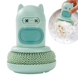 Dish Brush with Soap Dispenser-Soap Dispensing Kitchen Brush,Pot Cleaning Brush, Dish Scrub Brush, Cute Shape, Comfortable Grip for Dishes, Pot, Pan Sink Cleaning (Green)