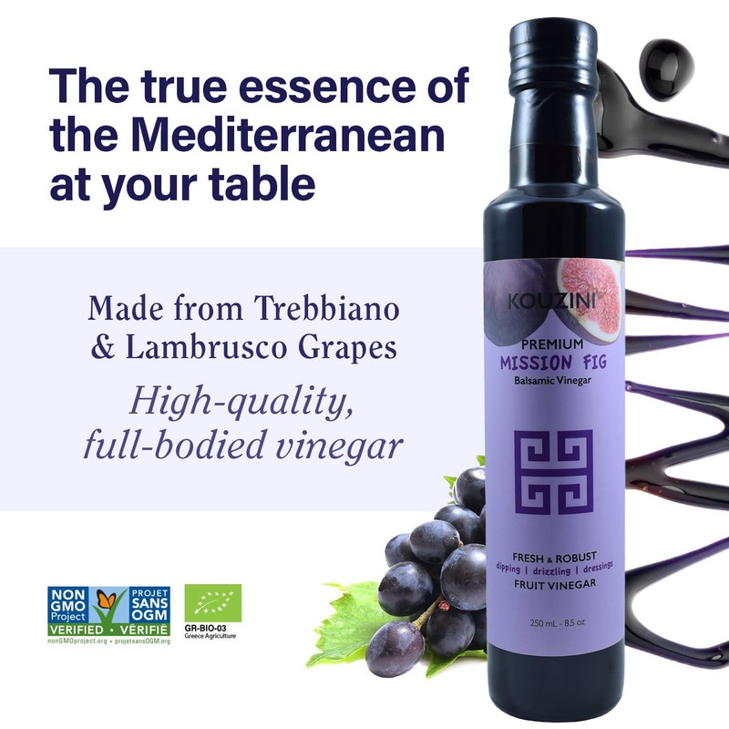 Kouzini Ultra Premium Mission Fig Fruit Balsamic Vinegar, Aged Balsamic