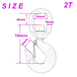 2 Tons 360 Swivel Lifting Hook Red with Latch Heavy Duty Swivel Hook Swivel Chain Hook Lifting for Industry Ship Building