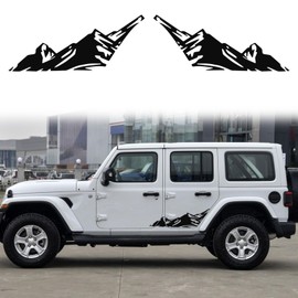 ramuel Compatible with Mountain Graphics Decal Car Side Skirts Vinyl Body Decorative Stickers Universal 2PCS for All Jeep SUV（Black