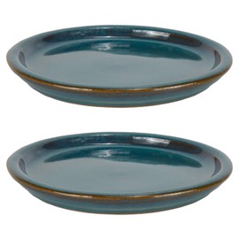 W&W Ceramic Plant Saucer - Plant Trays for Indoor Pots (Teal, 13 inches, 2 Packs)