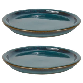 W&W Ceramic Plant Saucer - Plant Trays for Indoor Pots (Teal, 13 inches, 2 Packs)