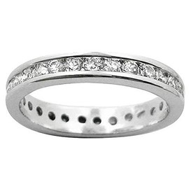 3.5MM Womens Full Eternity Channel Set Diamond Cubic Zirconia (CZ) Sterling Silver Band Ring for Women - 925 Sterling Silver - Anniversary Engagement Wedding Ring - Size T