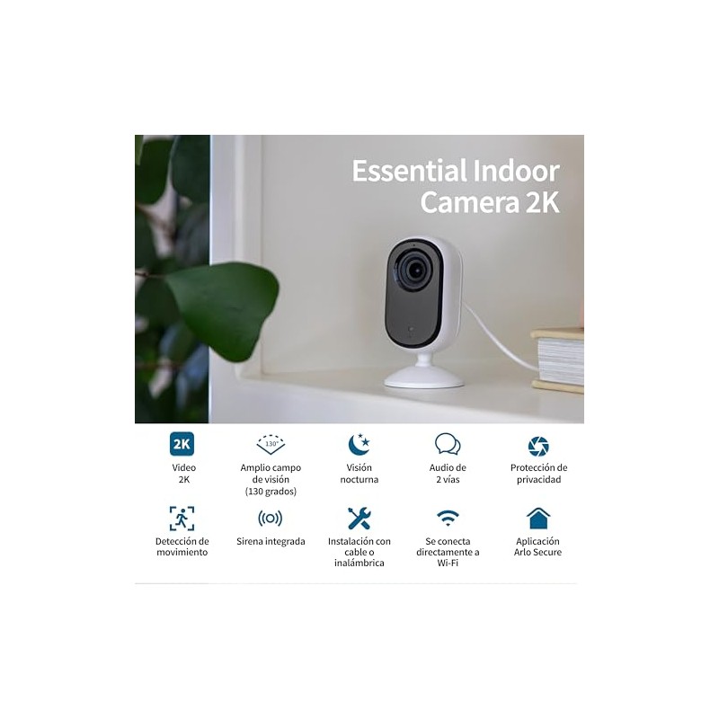 Essential Indoor Camera (2nd Generation), White, 1 Pack