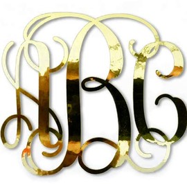 (Gold Chrome) Custom Vine Monogram Initials Vinyl Decal/Bumper Sticker for Cars YETI Cup Laptop (5"x5.75")