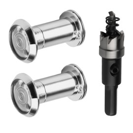 180-degree Peep Holes for Door with Drill Bit 14mm/0.55 Inch, Door Viewer Peephole, Door Peephole with Privacy, Peephole for Front Door Thick from 1-3/8" to 2-3/8", Brushed Nickel Finish (2, Silver)