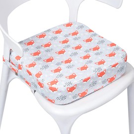 E1F1NN DOT Toddler Booster Seat for Dining Table, Portable Kids Booster Seat with Safety Buckles, High Cushion for Travel with Non-Slip Bottom (Gray Fox)