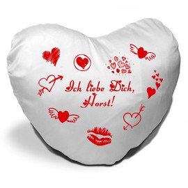 Eurofoto Heart Cushion with Name Horst and Motif – I Love You – Gift for Valentine's Day – Cuddly Cushion