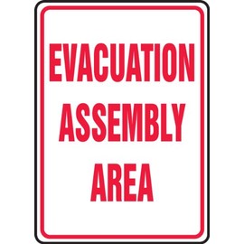 Accuform MFEX504VA Aluminum Safety Sign, Legend "Evacuation Assembly Area", 24" Length x 18" Width, Red on White
