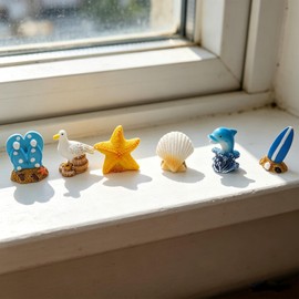 CASONA Beach Car Decor,6pcs Coastal Themed Dashboard Decorations Figurines
