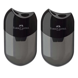 Faber-Castell 183500 double sharpener, case colour: black/transparent (2 sharpeners)