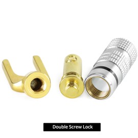 QWORK® 8 Pieces Y Spade Plug, Speaker Wire Connectors, Fork Spade Plug 45 Degree, Speaker Cable Connector