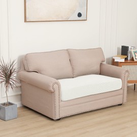 Easy-Going Stretch Cushion Cover Replacement for Individual Cushions Furniture Protector Sofa Seat Flexibility with Elastic Bottom Friendly to Pets (Loveseat Cushion, Cream)