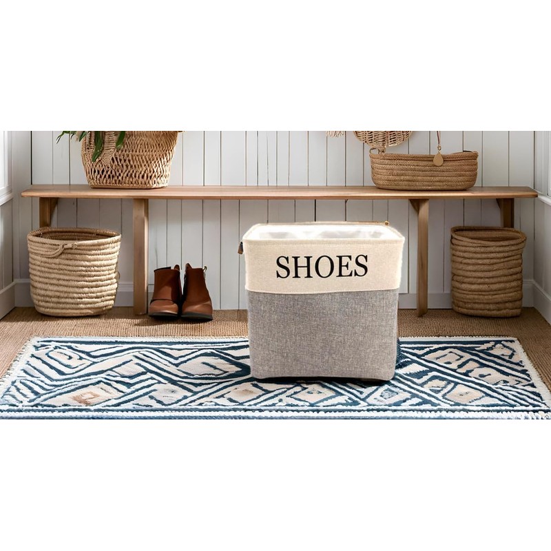 Shoe Storage Bin and Organizer for Hallway, Entryway or Mudroom.