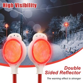 Reflective Driveway Markers, 48" High Driveway Reflectors for Driveway Entrance with Double Sided Reflex, Red and White Alternating Thickened Stainless Steel Snow Stakes with Easy Visibility(8 Pack)