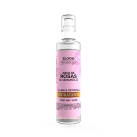 BLOOM BOTANICALS Agua de Rosas con Hamamelis - Tónico Facial Hidratante y Refrescante para Rostro y Piel - Ideal para Cuidado de la Piel y Aromaterapia - 125 ml