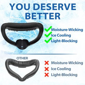 DESTEK Cooling Face Pad Compatible with Oculus Quest 2, Soft & Bouncy Face Cover Replacement (Includes 2 Coushions), with Sturdy Facial Interface and Secure Light-Blocking Nose Guard