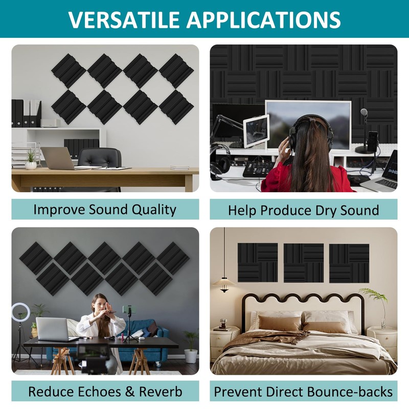 TroyStudio Thickened 12 X 12 X 3 Inch Acoustic Foam