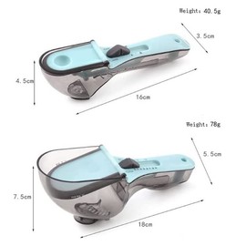 Adjustable Measuring Cups and Spoons Set,Kitchen Tool Plastic Scoop Measuring Cup with Magnetic for Dry and Liquid Ingredient,Set of 2 PCS,Blue