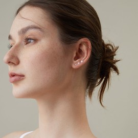 Kakonia Titanium Earrings for Sensitive Ears, G23 Pure Titanium Stud Earrings for Women, Hypoallergenic, Titanium Cartilage Earrings, 20G, 2/3/4 mm, Cubic Zirconia, Flat Back Earrings, Titanium