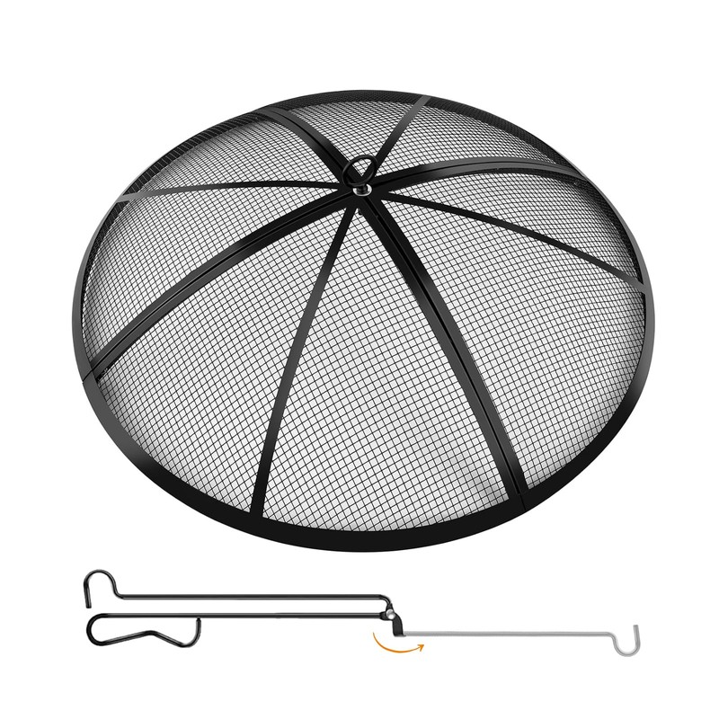 Fire Pit Spark Screen, Outdoor 27 Inch Round Fire Pit