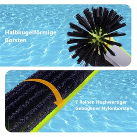 Heavy Duty Round Pool Brush for Wall and Tiles with Reinforced Aluminium Backing, Premium Brush with Strong Bristles