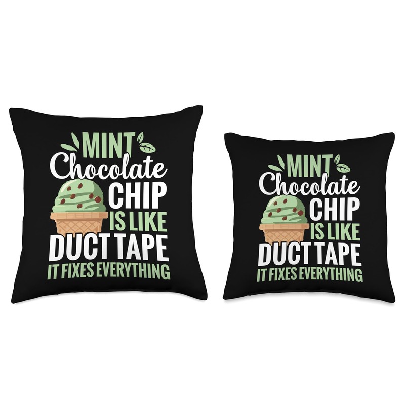 Mint Chocolate Chip Scoop Waffle Cone Ice Cream Mint Throw