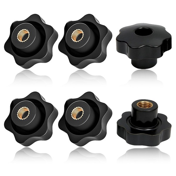 Pack of 6 M6 Star Grip Nuts, Star Clamping Knob,