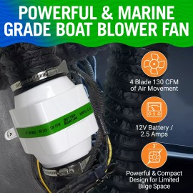 Better Boat Boat Blower Fan Inline 12v Blower Fan High CFM Marine Engine Boat Bilge Blower - 3" 130CFM