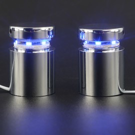 TOPNIKE LED Sign Standoffs 1"Ã1", Polished Chrome, Blue LED Standoff Sign Holder, for Glass, Acrylic and Other Transparent Plates, Pack of 4 LED Standoffs with 1 Power Supply.