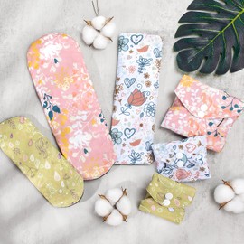 Viedouce washable panty liners, super absorbent bamboo sanitary towel, reusable pads, sanitary pads with 2 waterproof storage bags