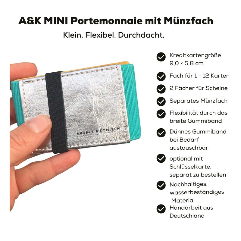 Anders & Komisch Mini Wallet with Coin Compartment, Card Holder,