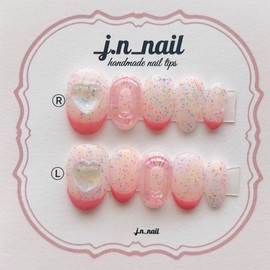Soft rice cake bead ice cream handmade nail tip - Short Oval / 말랑콩떡 구슬아이스크림 수제네일팁 - 숏오발