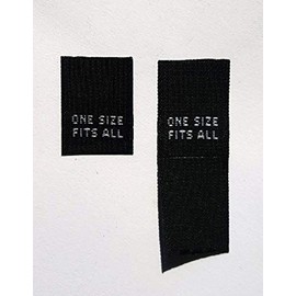500 pcs Black Woven Clothing Sewing Folded Size Label Tags - ONE Size FITS All