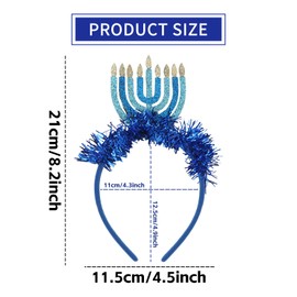 Ecuupas Hanukkah Headbands Menorah Hair Band Happy Hanukkah Hair Hoop Chanukah Felt Hairbands Ribbon Glitter Headband Design Hanukkah Party Favors for the Festival of Lights Decorations