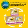 Post-it 100% Recycled Paper Super Sticky Notes, Lined, 4 in.